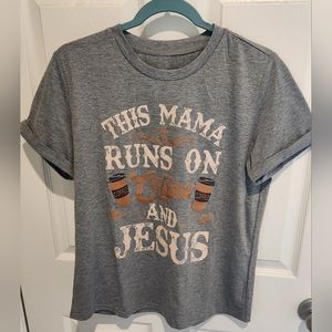 New ladies shirt This Mama Runs on Coffee and Jesus funny shirt Mothers Day Gift